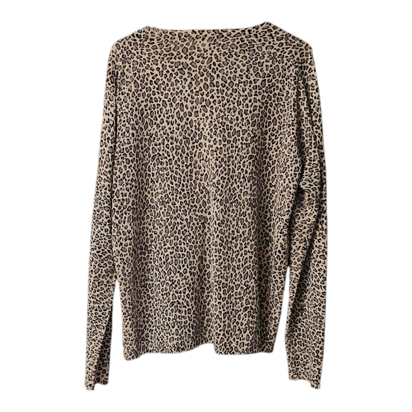 Coldwater Creek 100% Silk Cardigan Women's Petite Large Leopard Print Sweater - Picture 2 of 8